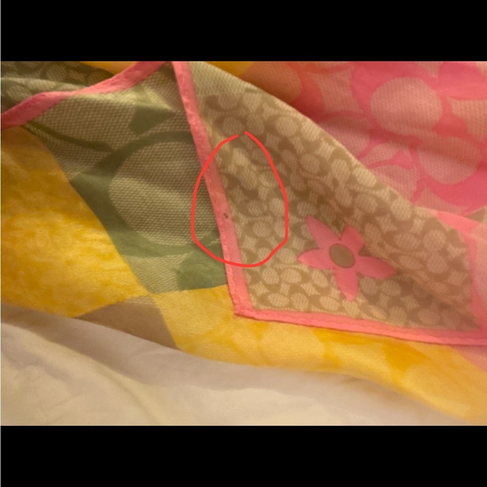 Coach Pink and Green 100% Silk neck/hair/purse Scarf, the Hamptons collection. - Picture 17 of 17